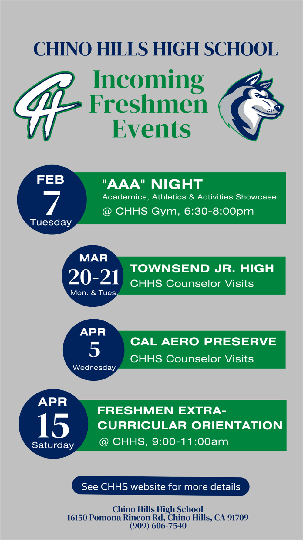 2023 CHHS Incoming Freshman Events 